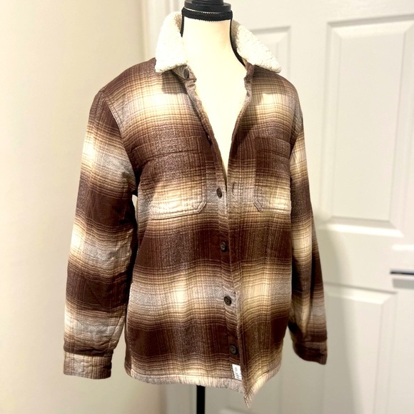 Hollister Brown and Cream Plaid Shirt Jacket - Picture 10 of 14